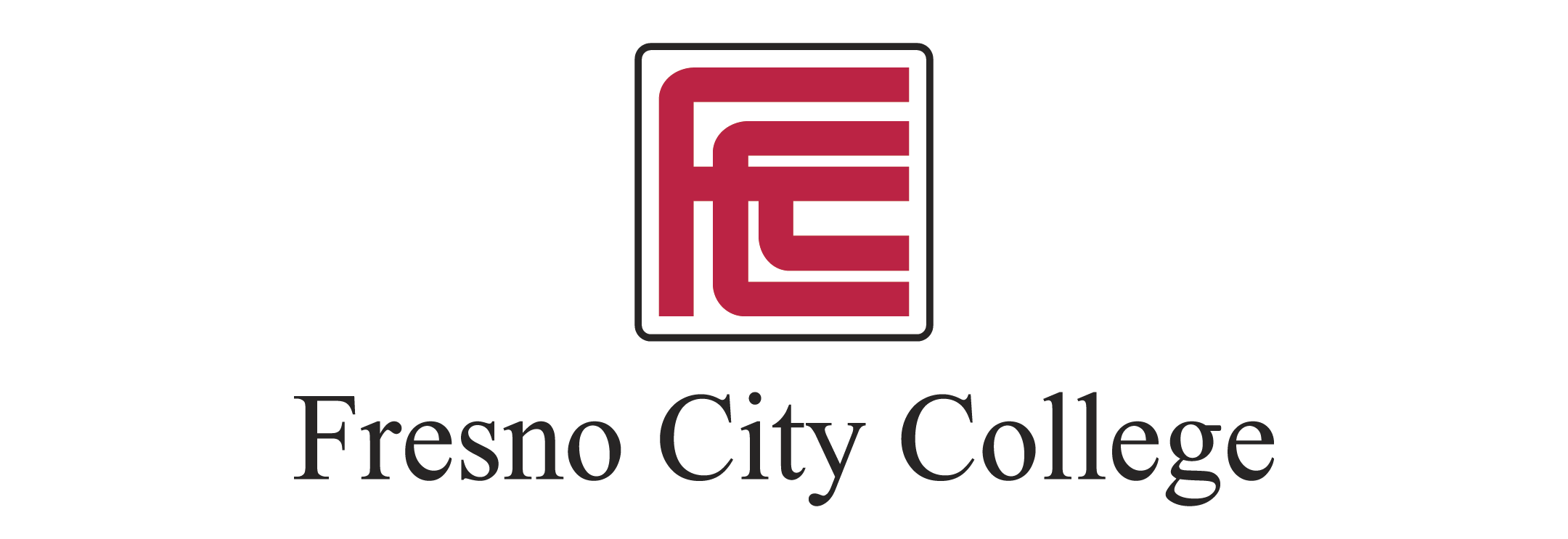 Fresno City College Wordmark Vertical K Pantone 199 C